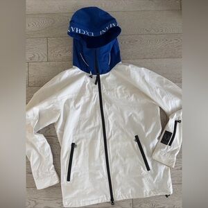 White Armani exchange Hooded Windbreaker Jacket with logo  size small
